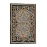 Hand-Knotted High-Quality Black, Orange, and Blue Area Rug