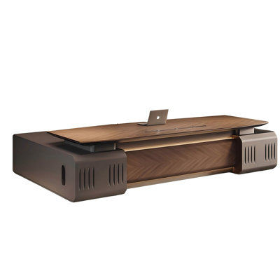 129.92"Modern Minimalist Luxury High-End Executive Desk with Dual Cabinets