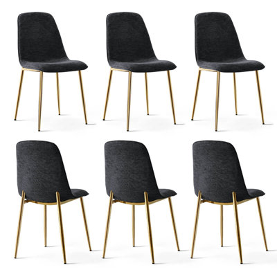 Ensemble de 6 chaises de salle à manger rembourrées en or 19,5 po Chenille