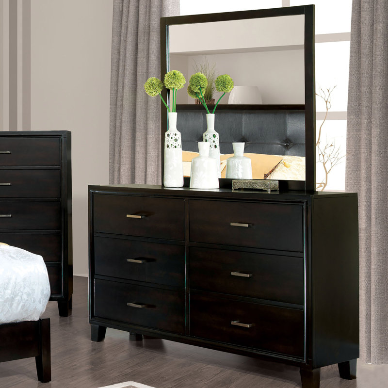 Commode combinée 6 tiroirs avec miroir Aniylah