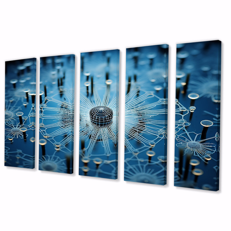 Macro Cel Life Blue - ensemble d'art mural abstrait 5 pièces, H 28 po x l 60 po