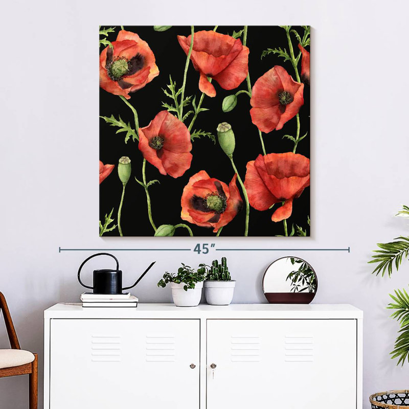 Harnek - coquelicots et fleurs, H 33 po x l 33 po