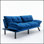 Canapé-lit pliant convertible bleu marine, parfait pour le confort et peu encombrant dans n'importe quel salon ou studio.