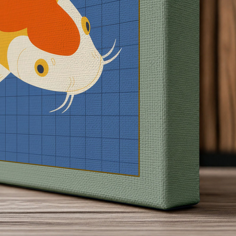 Leaping Koi Geometric - Wrapped Canvas, 36x24 - 91.4 x 61.0 cm, Sage Border