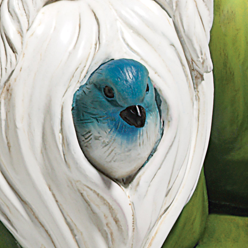 Whimsical Zen Garden Gnome Statue with Bird