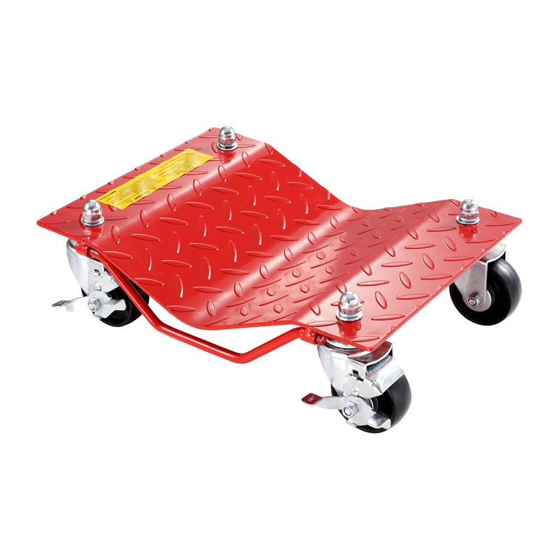 Ensemble de 4 chariots à roulettes robustes en acier avec freins - Capacité totale de 3 629 kg (8 000 lb) pour voitures, camions et remorques - Rouge