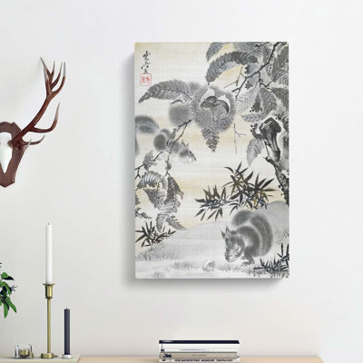 Squirrels Gathering Chestnuts by Kawanabe Kyosai - Wrapped Canvas Painting