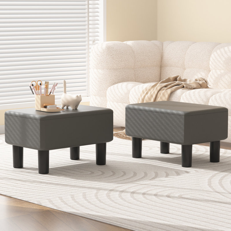 Small Ottoman Footrest Modern Home Living Room Bedroom Rectangle Stool, Gray