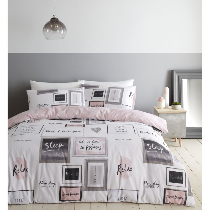 Sleep Dreams Reversible Duvet Cover Set with Pillowcases, 220 x 230cm Duvet Cover + 2 Standard Pillowcases