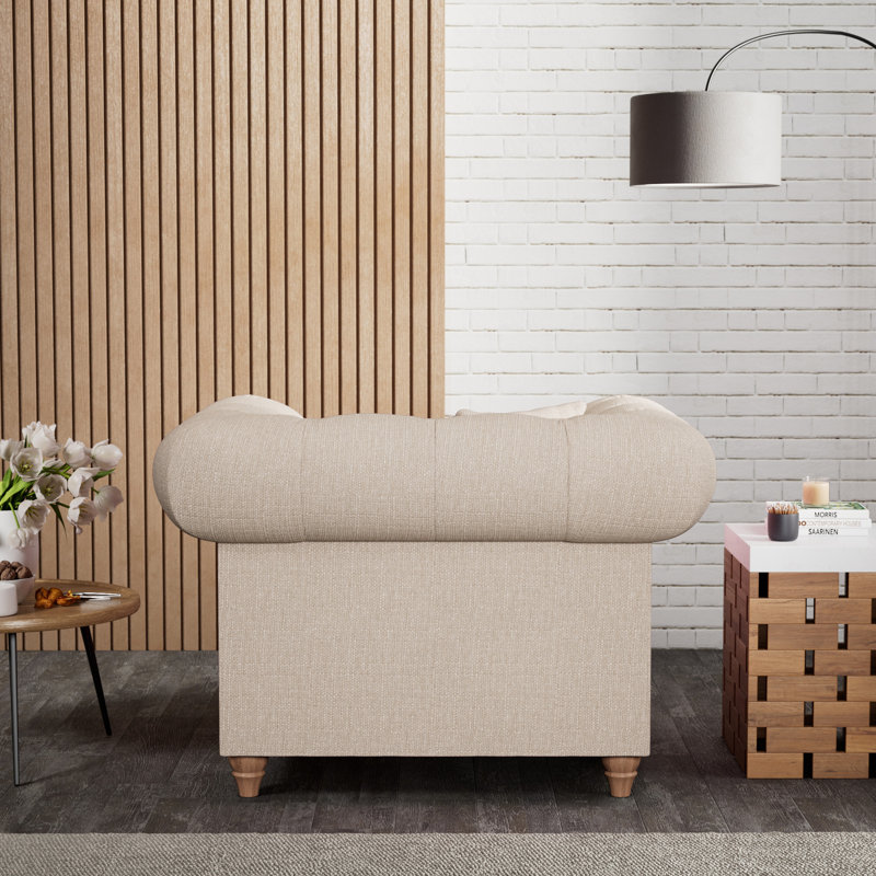 Ellrich Upholstered Armchair, Oyster, Walnut