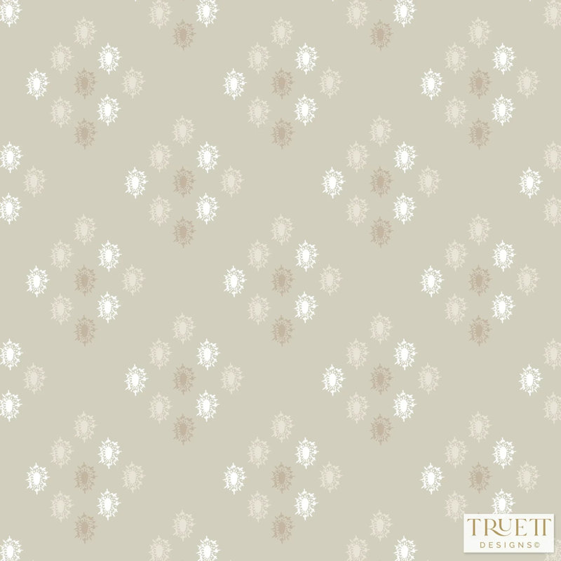 British Brooch Small Repeat Luxury Wallpaper, Cellulose/Polyester, Putty