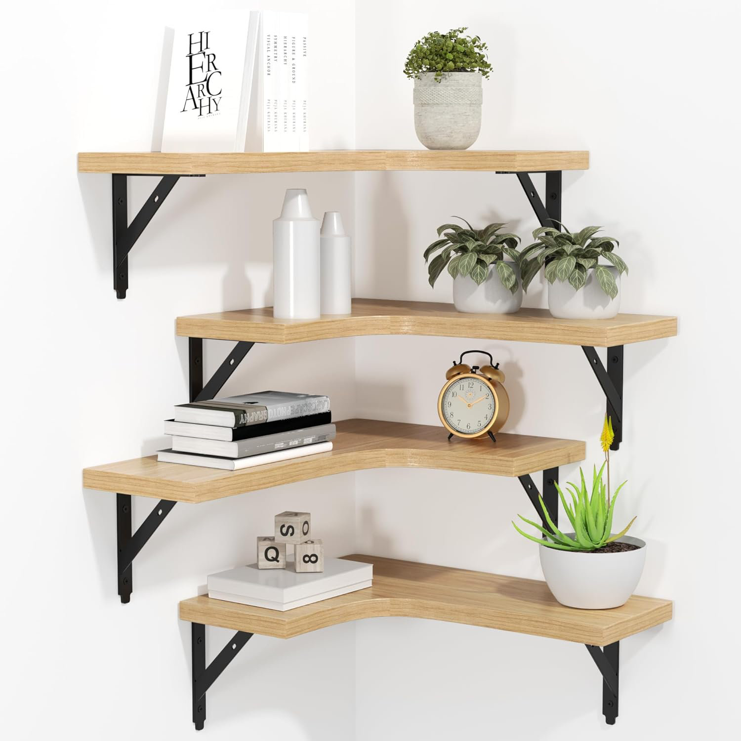 Latitude Run® Corner Floating Shelves Wall Mounted Set of 4 | Wayfair