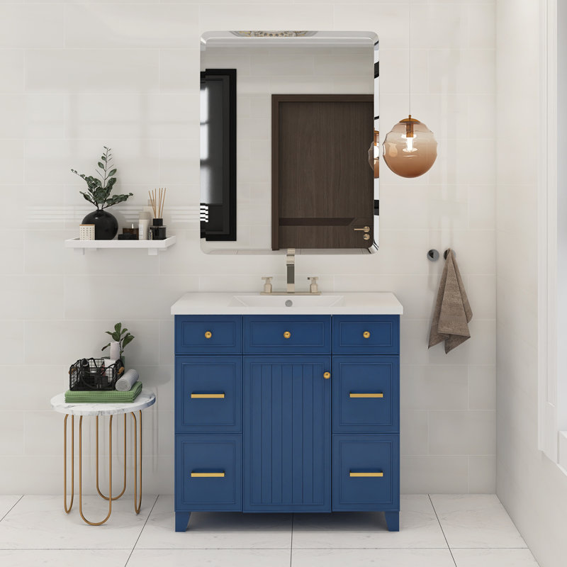 Ensemble de meuble-lavabo simple 36 po Rachella, Bleu