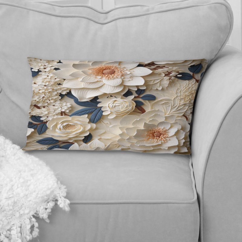 Coussin à imprimé floral crème Lace Botanics III