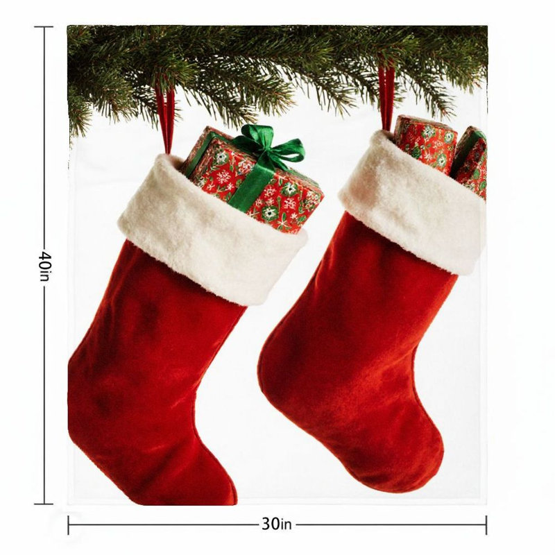 Chaussette de Noël en flanelle 1Pc, L 40 po x l 30 po