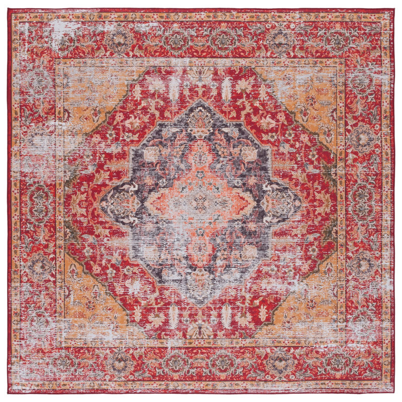 Pashen Performance Machine Washable Oriental Rug, Square 6'