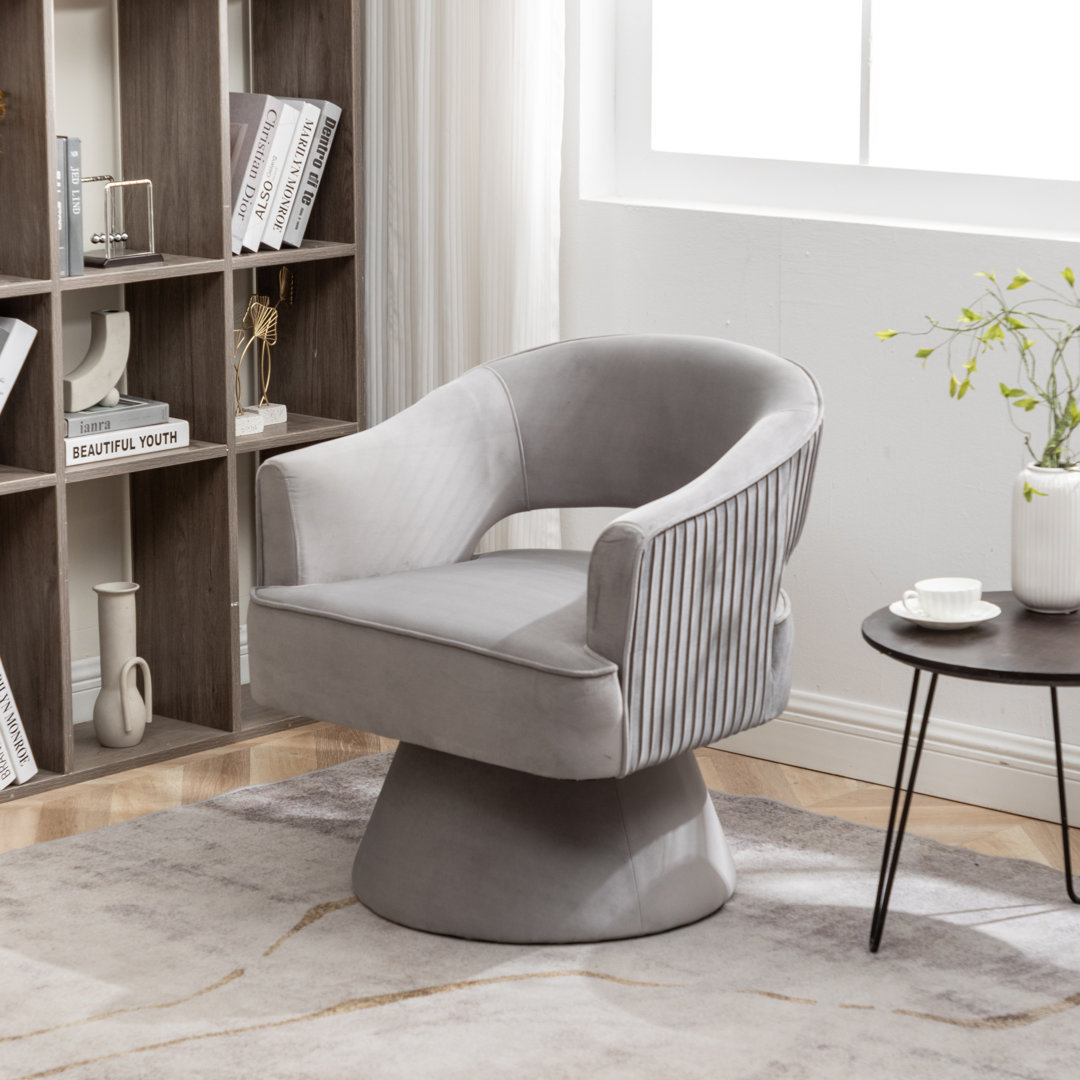 Chynna Velvet Swivel Barrel Chair Everly Quinn Body