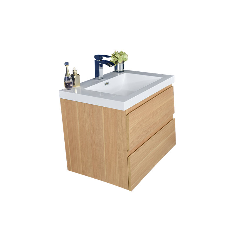 Hridhaan 23.5'' Single Bathroom Vanity with Plastic Top, Coburg Oak