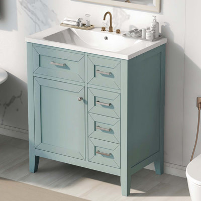 Siegrun 30'' Single Bathroom Vanity with Solid + Manufactured Wood Top