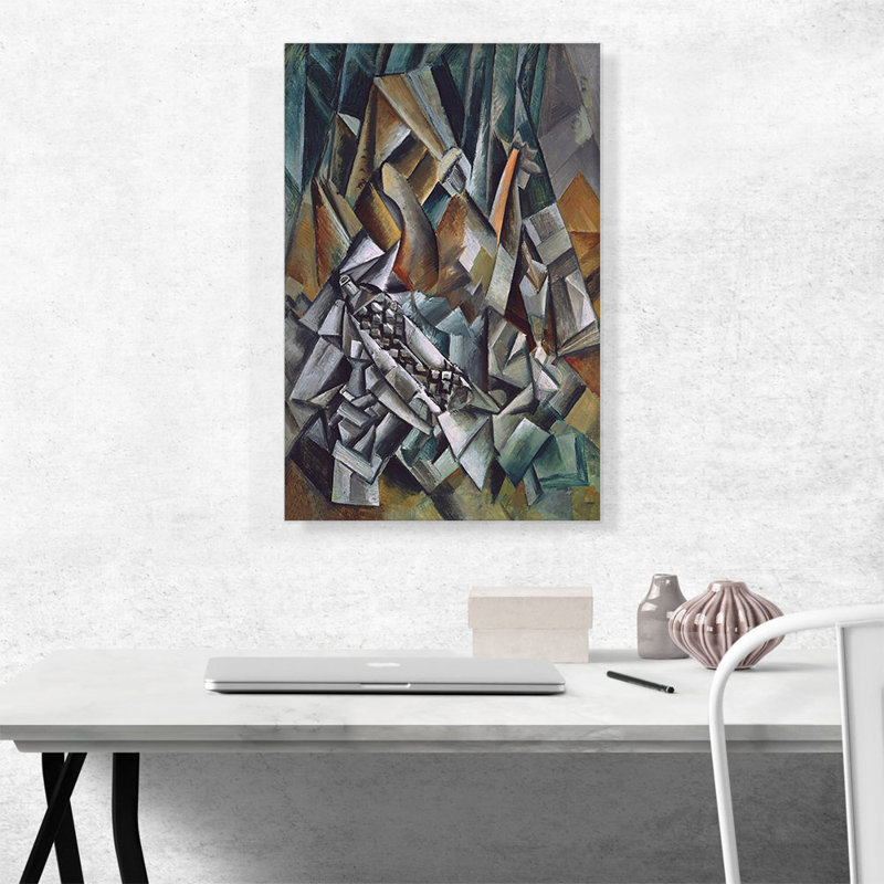«Still Life with Liqueur Bottle 1909» par Pablo Picasso, reproduction d'art sur toile tendue, H 26 po x l 18 po x P 0,75 po