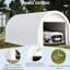 Abri d'auto robuste 10 'x 16' - Housse pour entrée polyvalente avec fermeture à glissière, structure en acier robuste, chariot de rangement pour outils de jardin blanc, outils de rangement