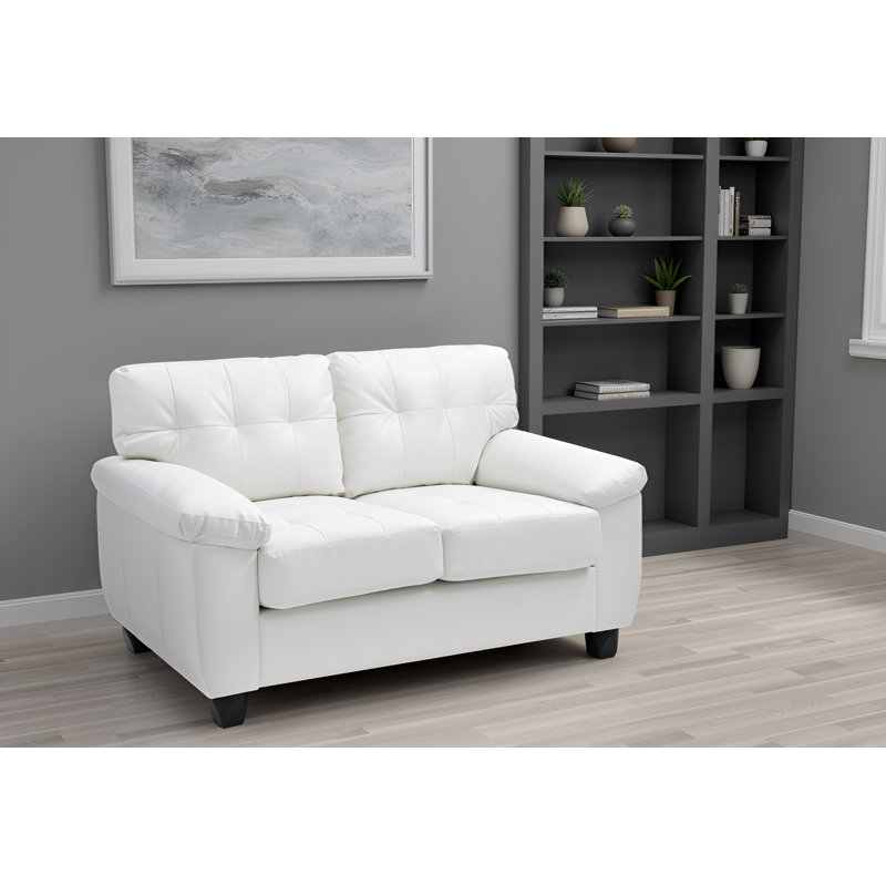 Rimouski Faux Leather Loveseat, White