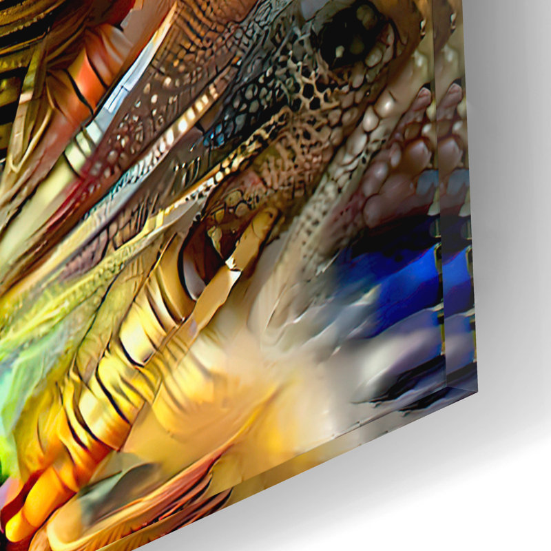 Art mural en verre acrylique 12 po x 12 po «Viper Snake Rattlesnake» par Pierre Gavidia