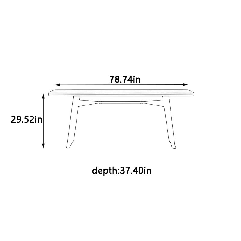 Table de salle à manger Vintage, H 29,52 po x L 78,74 po x l 37,4 po