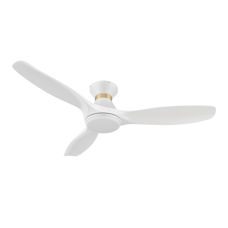 Ventilateur de plafond à moteur à courant continu de 52 po avec télécommande et lumière Noblestown, Blanc