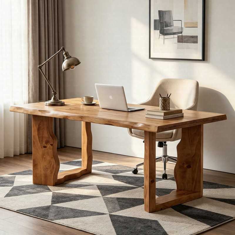 Bureau de direction 63 "en bois massif, bureau d'ordinateur rustique pour bureau à domicile et studio