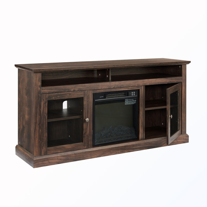 Meuble télé avec armoire et foyer