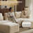 Boneless 110''W Corduroy Modern Compressed Block Sectional Couch With 2 Ottoman-2094629068