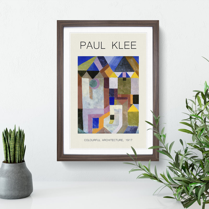 Colorful Architecture by Paul Klee - Picture Frame Art Prints, 65cm H x 48cm W x 2cm D, Walnut