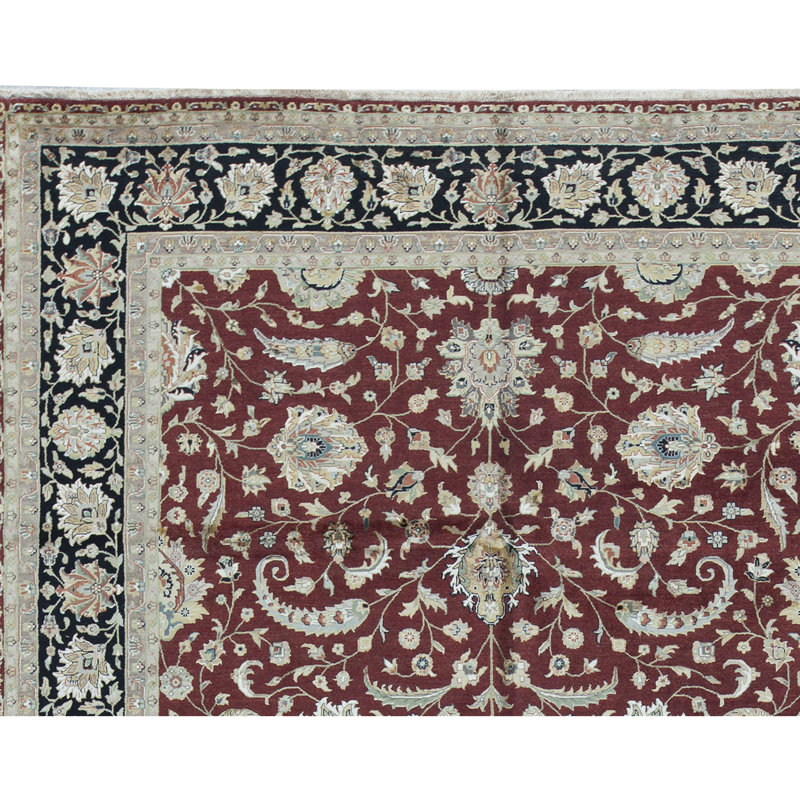 Hand Woven Silk and Wool Oriental Area Rug, Rectangle 10' x 13'9"