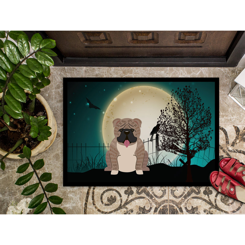 Tapis d'extérieur Owyhee Halloween, Rectangle 2 pi x 3 pi, Bringé / blanc