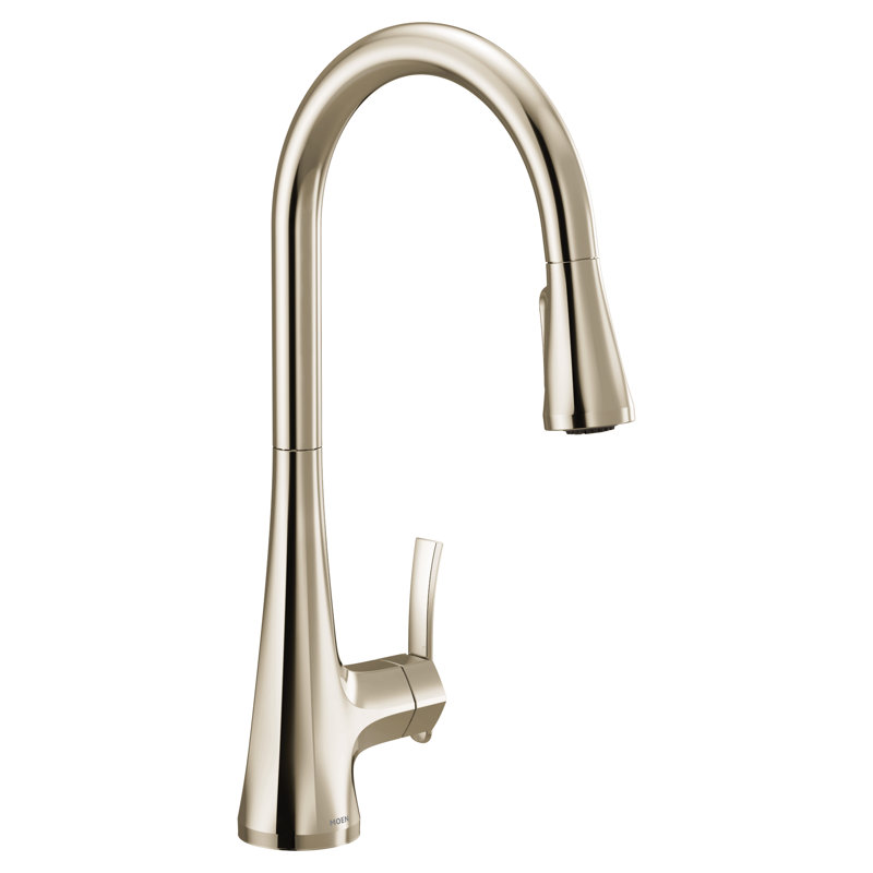 Sinema High Arc Pull Down Single Handle Kitchen Faucet with Power Boost and Reflex, Polished Nickel