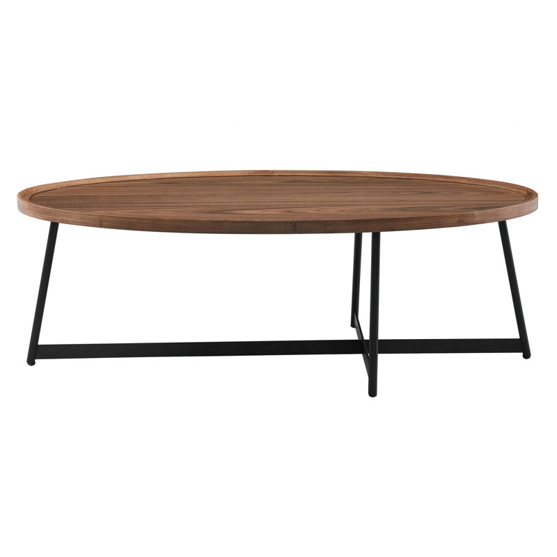 Table basse 24 "avec cadre ovale en bois et métal brun et noir, Brun