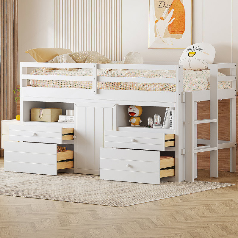 Lit mezzanine avec 4 tiroirs Kellsey