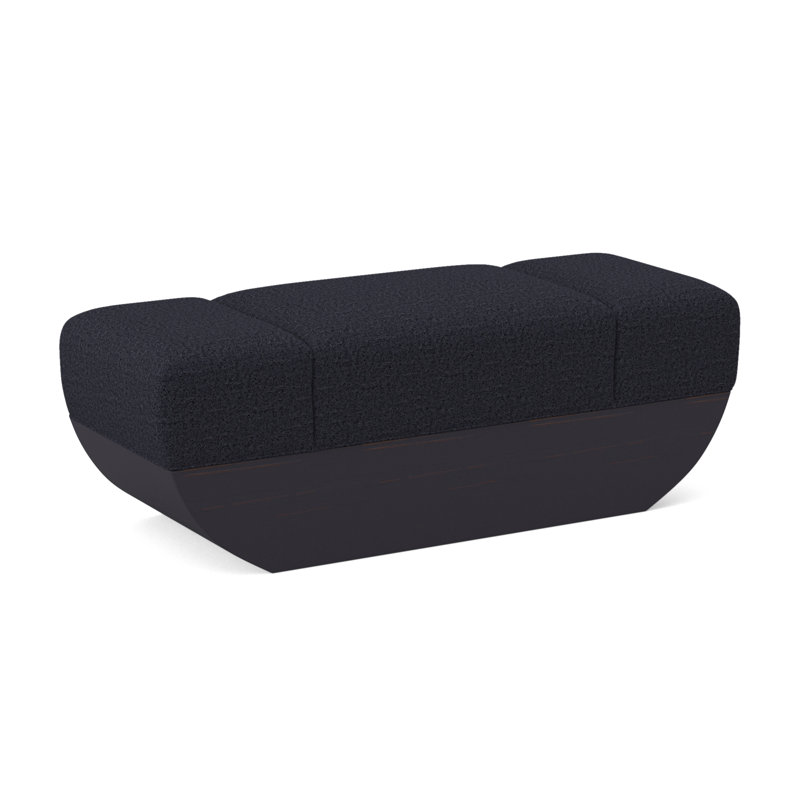 Ark Upholstered Bench, Venice Navy 100% Polyester, Vintage Ebony