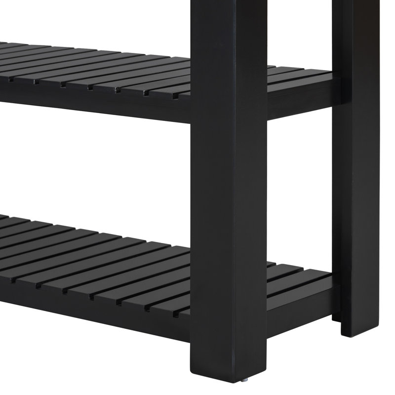 Entryway Console Table with 4 Drawers and 2 Shelves, Suitable for Entryways, Living Rooms., Black
