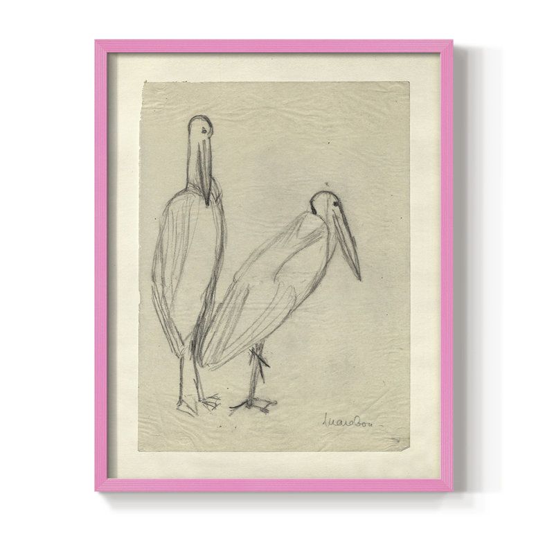 Reproduction encadrée rétro C III - bois massif, H 11 po x l 9 po, Rose