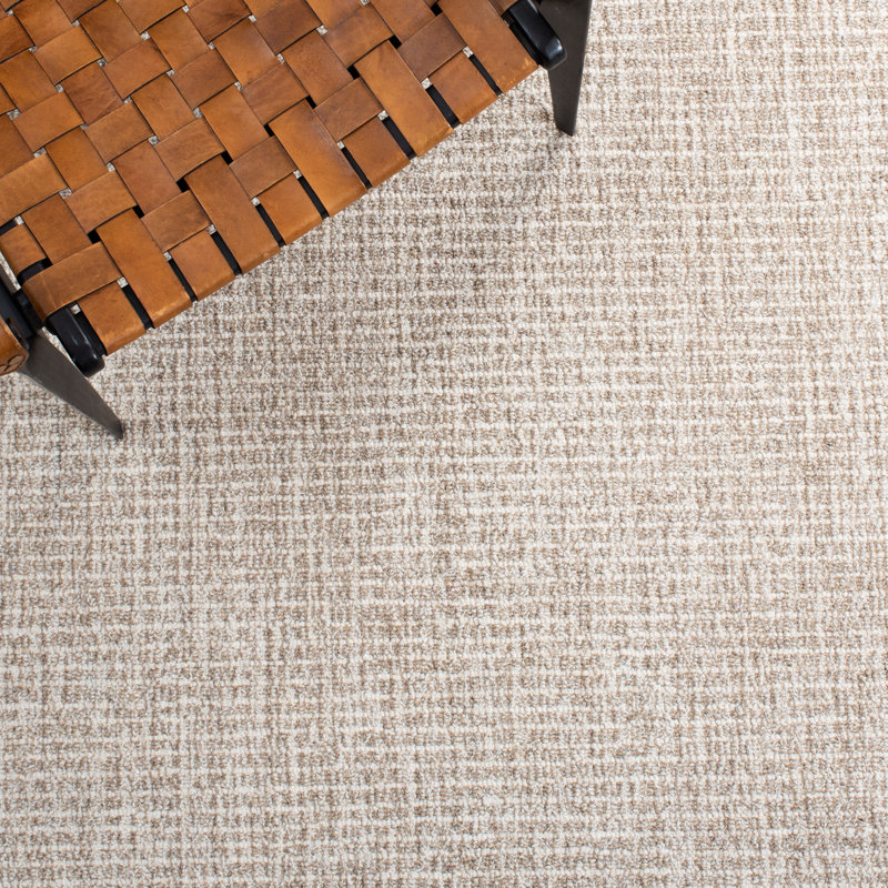 Tapis ivoire / gris en laine touffeté à la main Eliesha, Rond 10pi