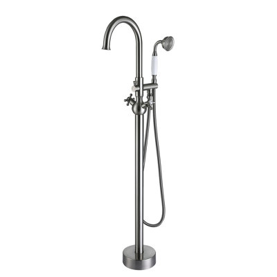 Robinet de baignoire à main en nickel brossé - Métal massif, glamour de salle de bain autoportant avec construction en métal pour
