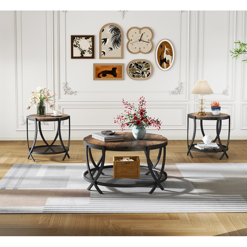 Aumiller 3 - Piece Living Room Table Set, Rustic Brown