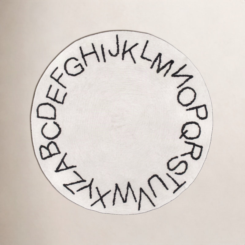 Alphabet SpinCleanhable Rug, Round 6'