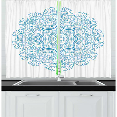 Sea Blue/White Kitchen Curtain