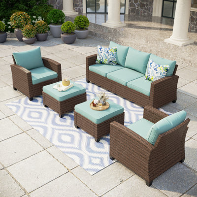 Millry Sofa All Weather Wicker/Rattan 7 - Person Seating Group with Cushions