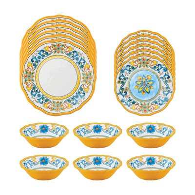 Chianti 18 Piece Melamine Dinnerware Set Plate and Bowl Set - Service for 6