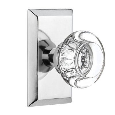 Plaque Studio avec poignée de porte ronde en cristal transparent