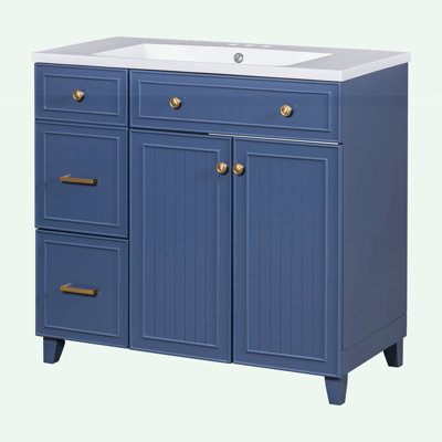 Armoire de salle de bain de style transitionnel avec lavabo en résine